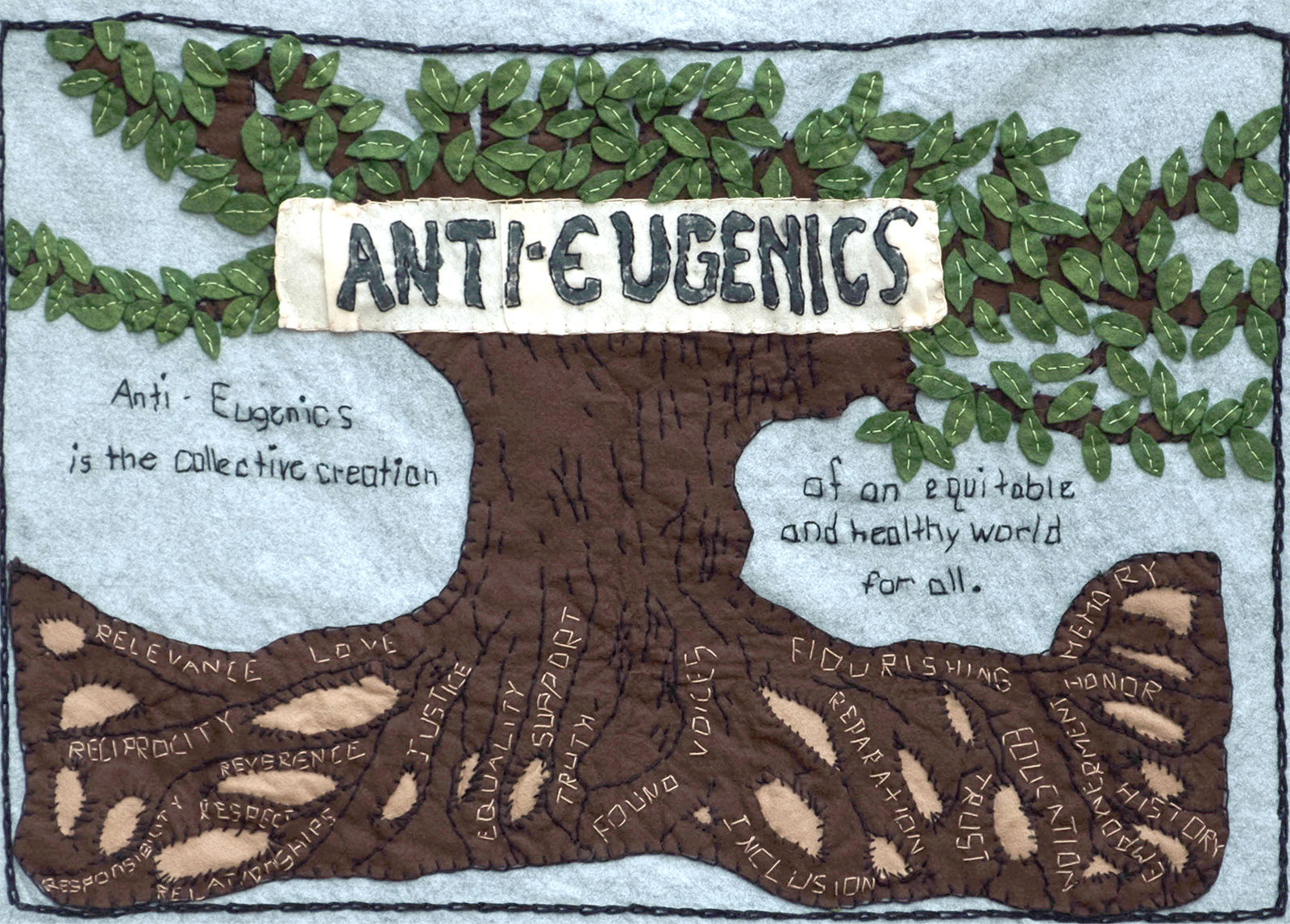 Anti-Eugenics - The Witness Tree - tapestry by Judy Dow