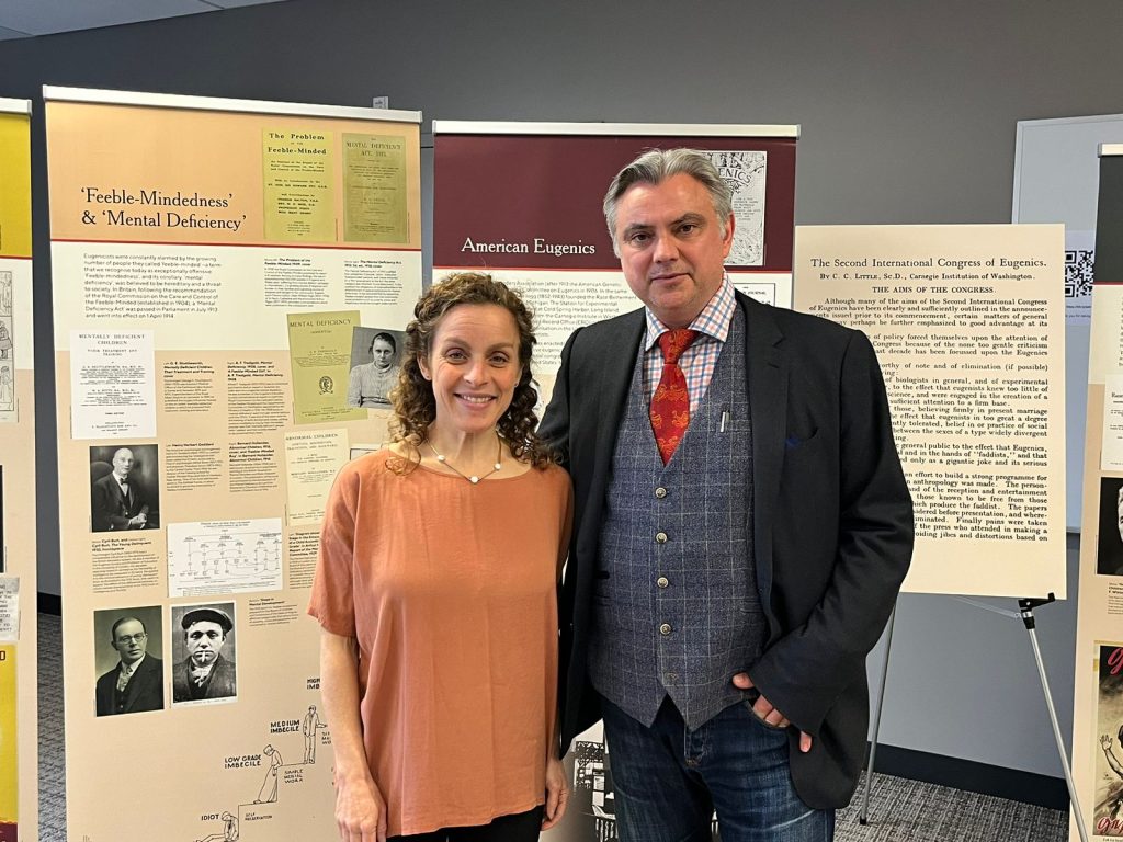Marius Turda and Miriam Asnes at the 'We are not Alone': Legacies of Eugenics exhibition at Harvard University's FXB Center for Health and Human Rights and at Boston University's Centre on Forced Displacement.