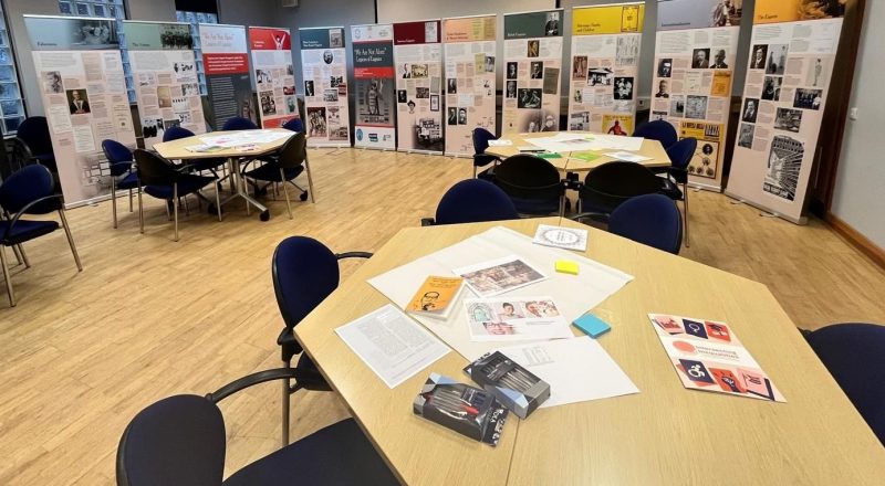 We are Not Alone exhibition panels in Sheffield on Roma Cultural Awareness Day 2025